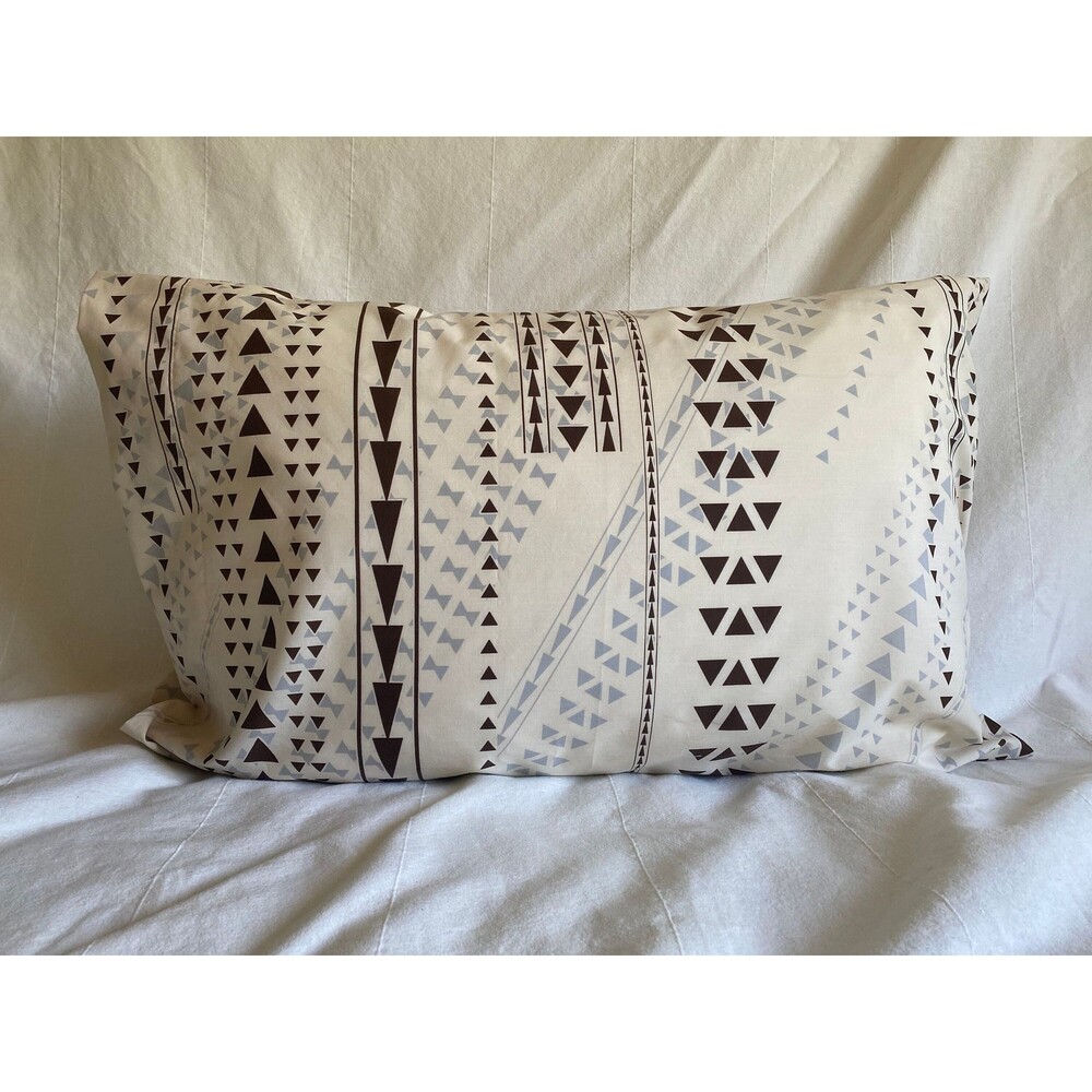 Creme Pillowcase with Brown and Gray Tribal Print | Handmade | 100% Cotton